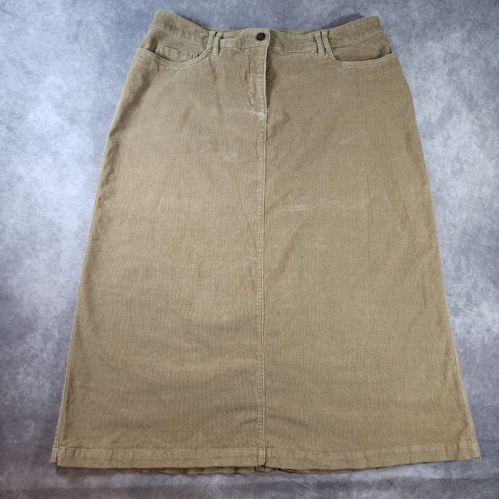 Croft & Barrow Womens 12 Tan Corduroy Midi Skirt Stretch A Line Fall